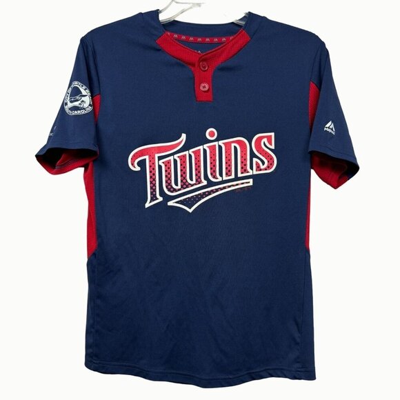 Majestic Other - Majestic Cool Base Myrtle Beach Twins Baseball Jersey Youth Large Blue Red #10